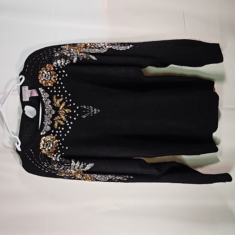 Spice it Up Black Embellished Silk/Angora Blend Sweater Sz M